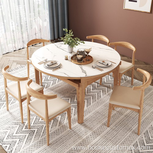 Rock Tabletop Foldable Round Wooden Expandable Dining Table